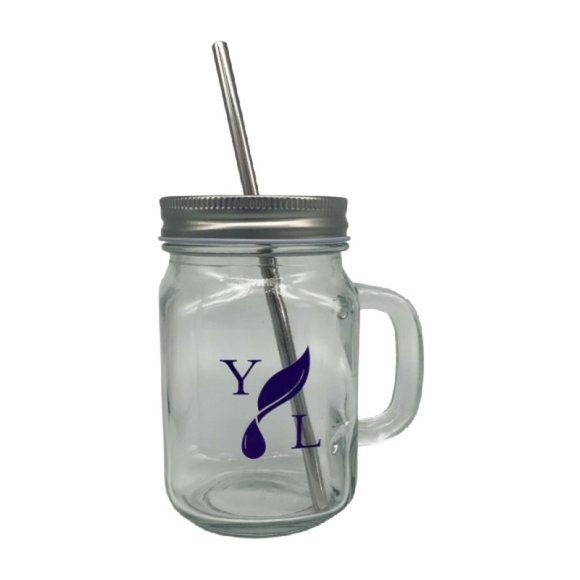 Young Living Mason Jar Mug w/ Stainless Straw - Picture 1 of 10